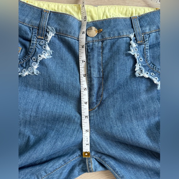 Moschino Boutique Jeans Ruffled Eyelet Size US 8 Crop High Waist Made in Italy - Picture 11 of 12